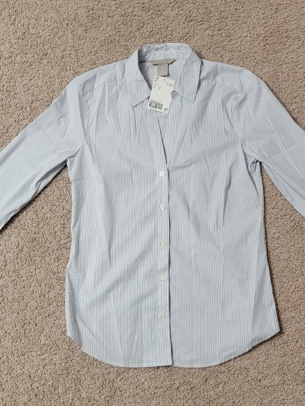 H&M Women's Light Blue Pinstripe Dress Shirt